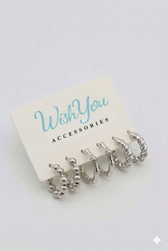 6'lı Silver Küpe Seti