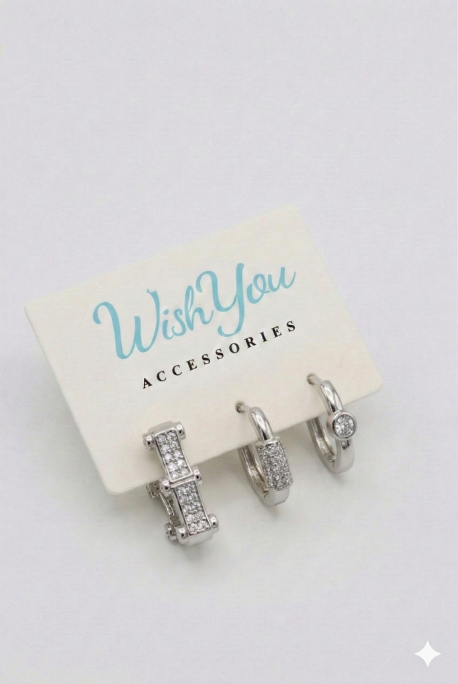 Dikey Silver Küpe Seti