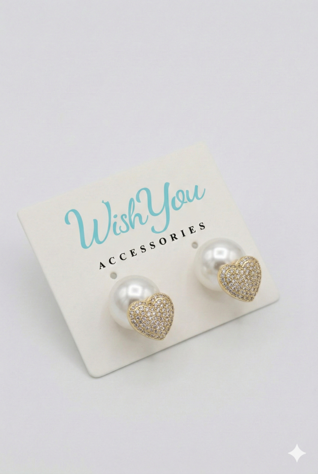 Gold Kalp & İnci Küpe