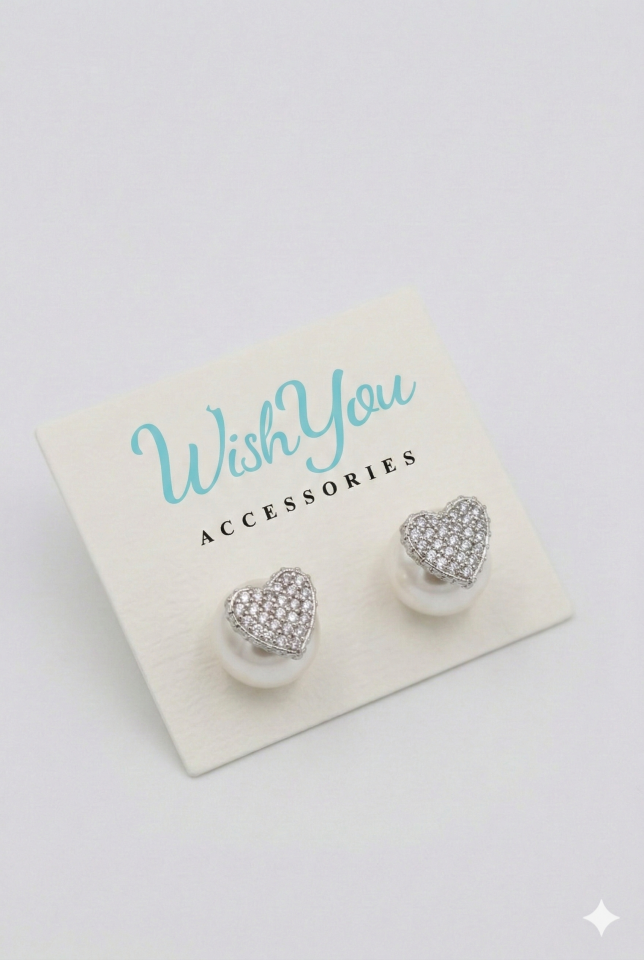 Kalp & İnci Küpe