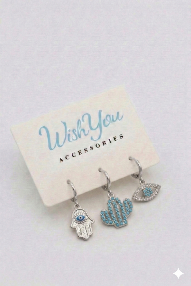 Kaktüs Silver 3'lü Küpe Seti