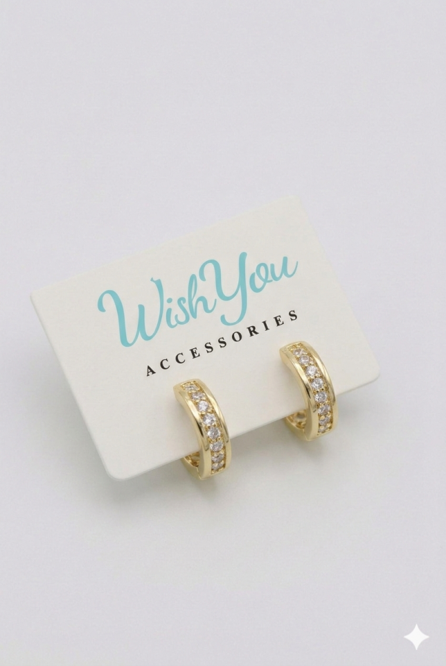 Minik Taşlı Halka Küpe