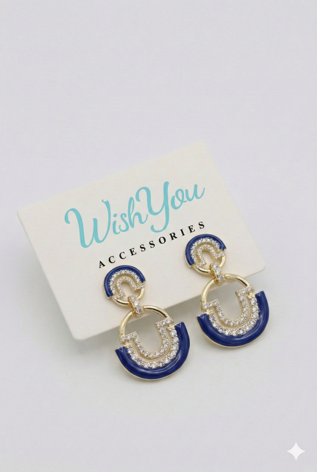 Lacivert Taşlı Küpe