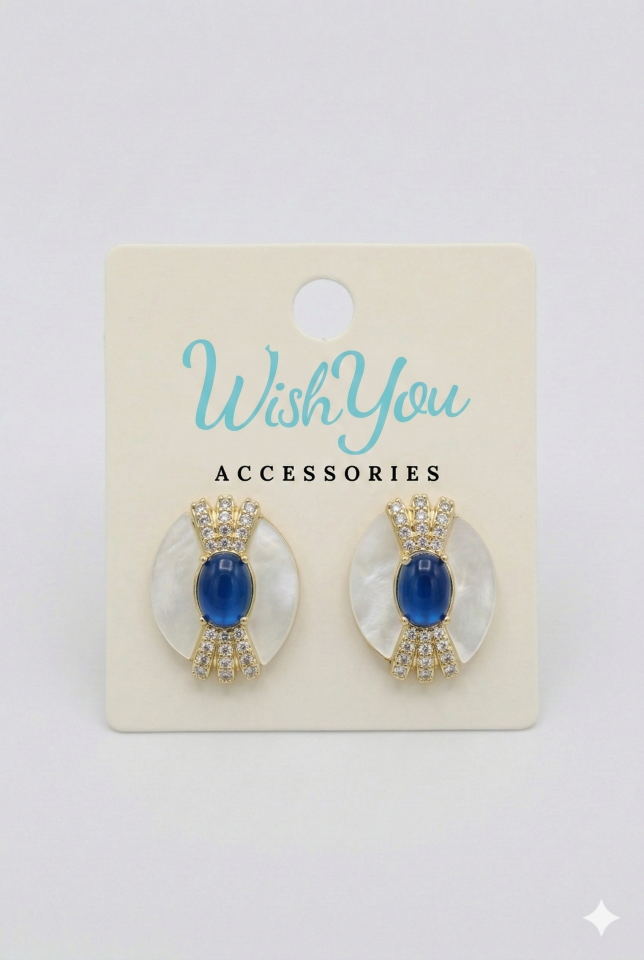 Mavi Taş Sedef Küpe