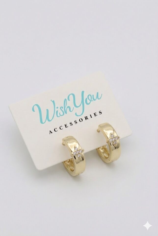 Taşlı Çift Yön Halka Küpe