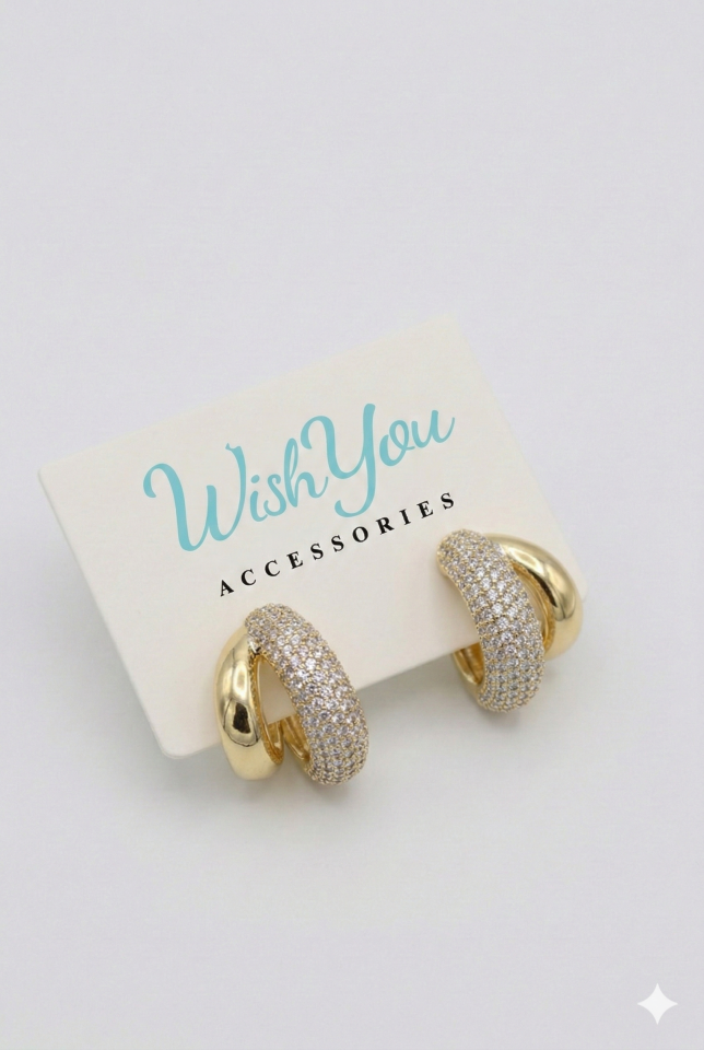 Taşlı 2'li Halka Küpe