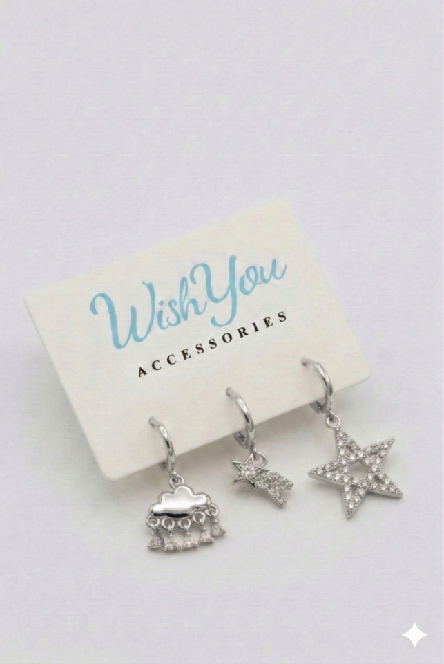 Sky Team Silver Küpe Seti