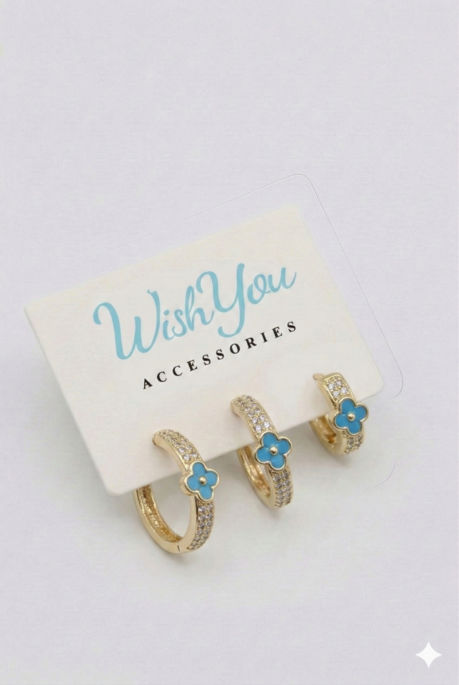 Turkuaz Taş Çiçek Küpe Seti