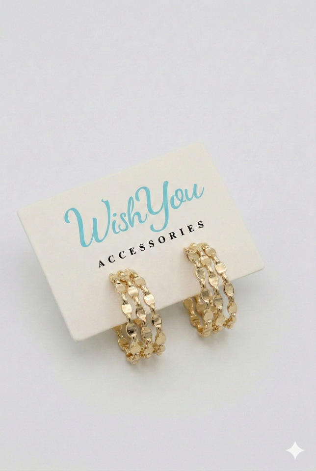 3 Sıra Ezme Halka Küpe