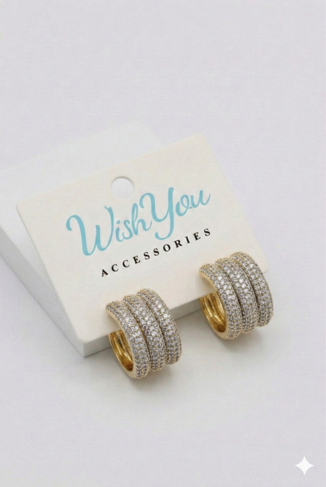 3 Sıra Taşlı Halka Küpe