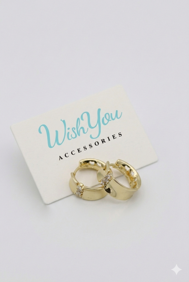 3 Taşlı Halka Küpe