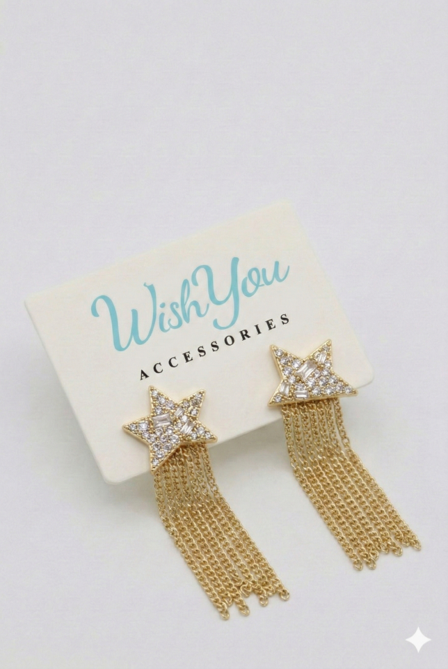 Yıldız Zincirli Küpe