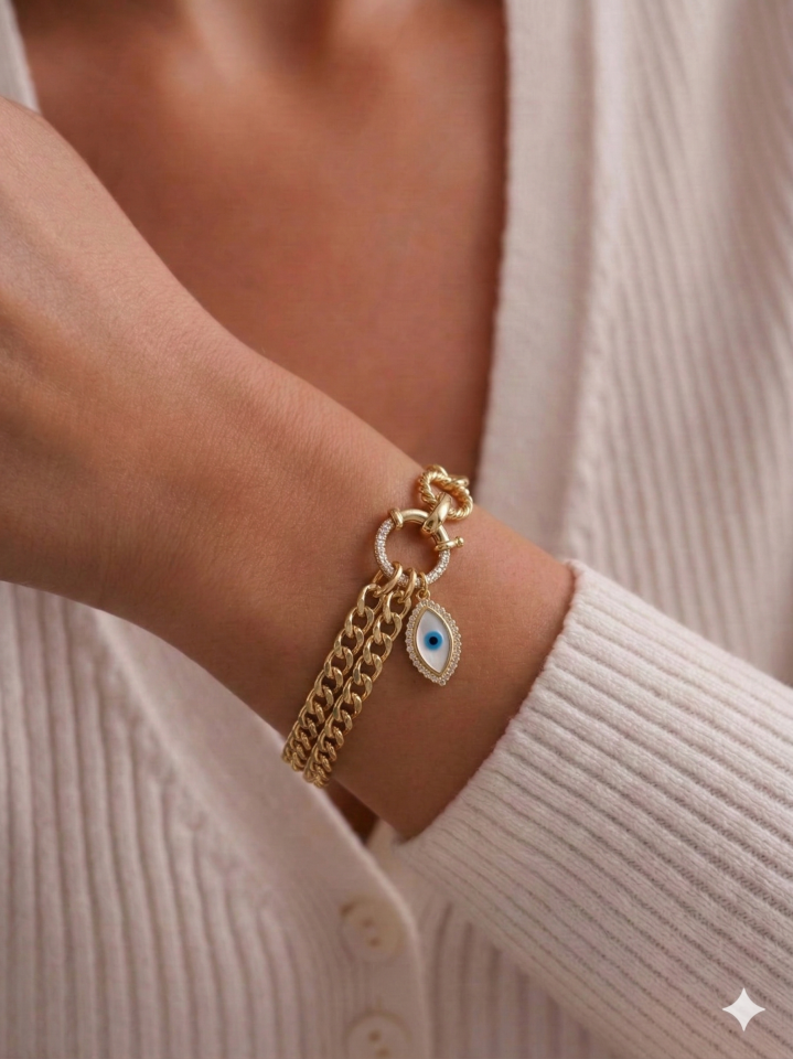 Nazar Boncuklu Gold Bileklik