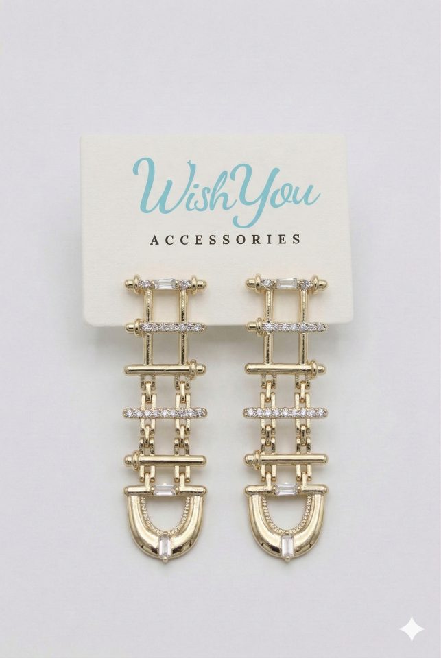 Vip Taşlı Basamak Uzun Küpe