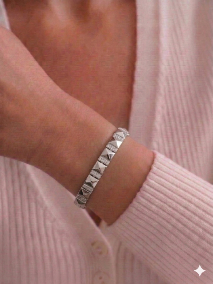 Kare Taşlı Silver Bileklik