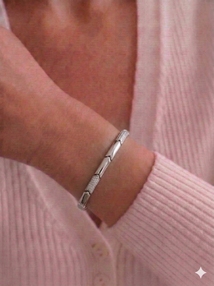 Vip Taşlı Silver Bileklik