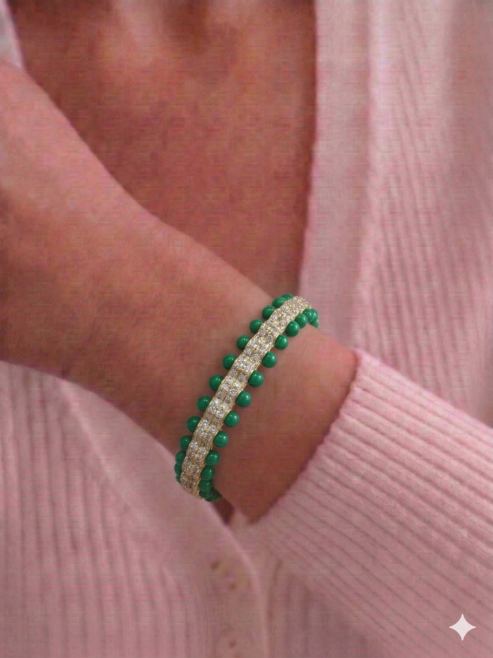 Yeşil Topçuklu Taşlı Kelepçe