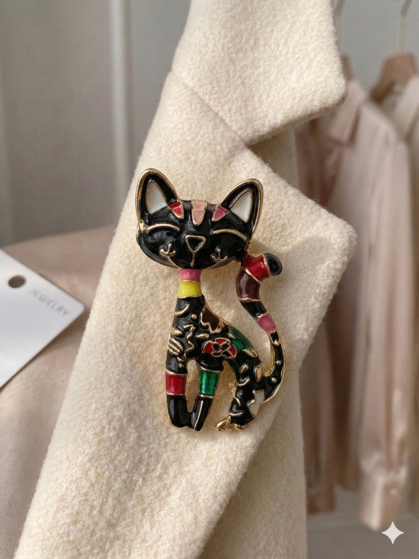 Renkli Kedi Broşu