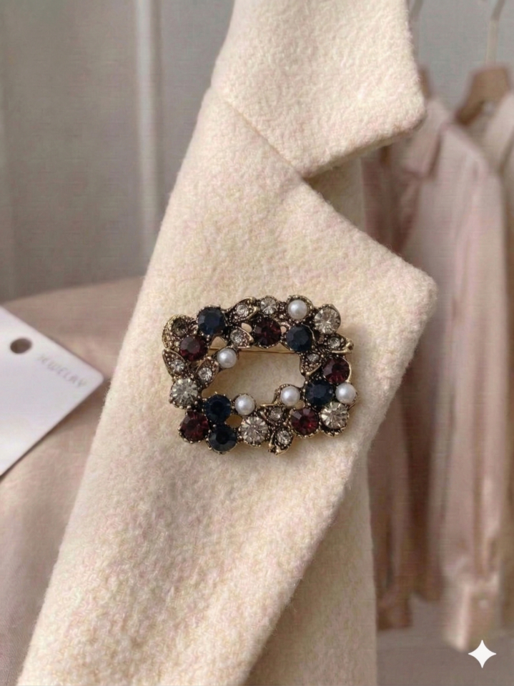 Renkli Taşlı & İncili Rozet