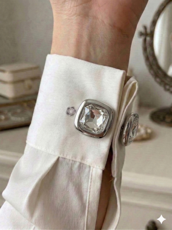 Kare Taş Düğme & Broş