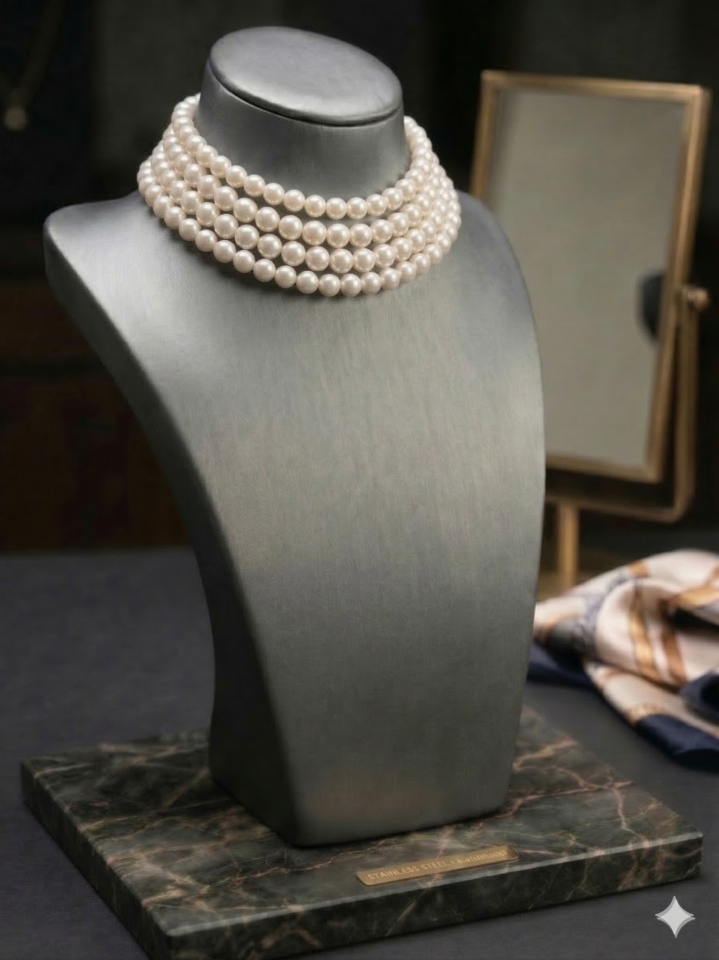 4 SIRA İNCİLİ BOYUN  KOLYESİ