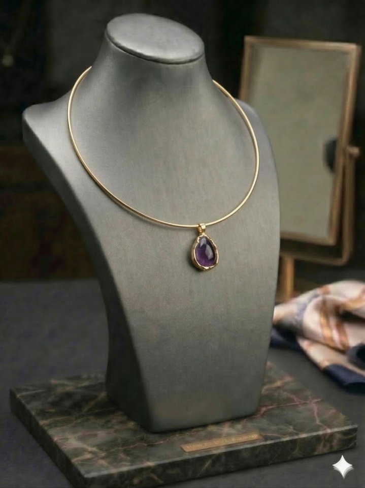 AMETİST TAŞI TASMA KOLYE