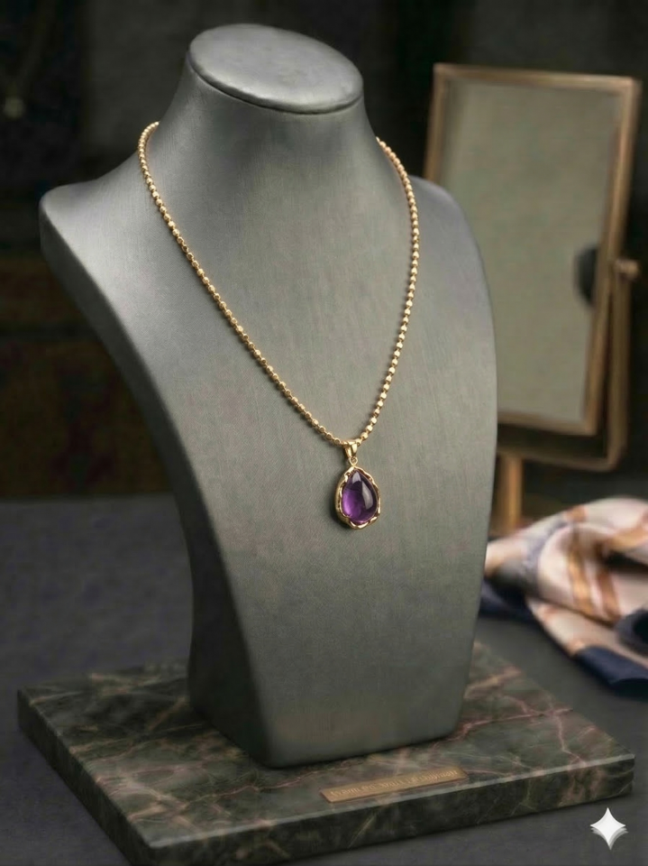 EZME ZİNCİR AMETİST UÇLU KOLYE