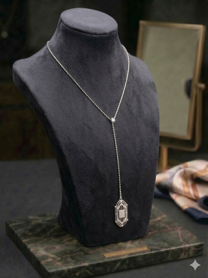 KESME ZİNCİR KAFES UÇLU Y KOLYE SILVER