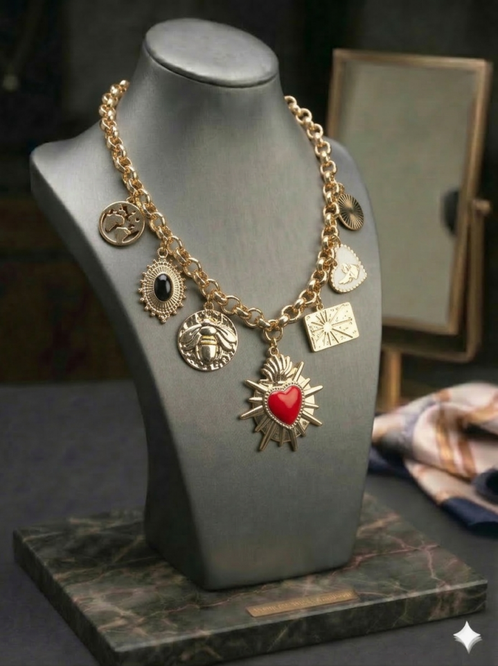 KIRMIZI KALP CHARM ŞANS KOLYESİ