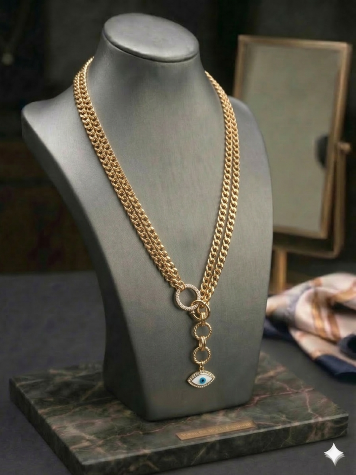 NAZAR GÖZ DETAYLI GOLD RENGİ KOLYE