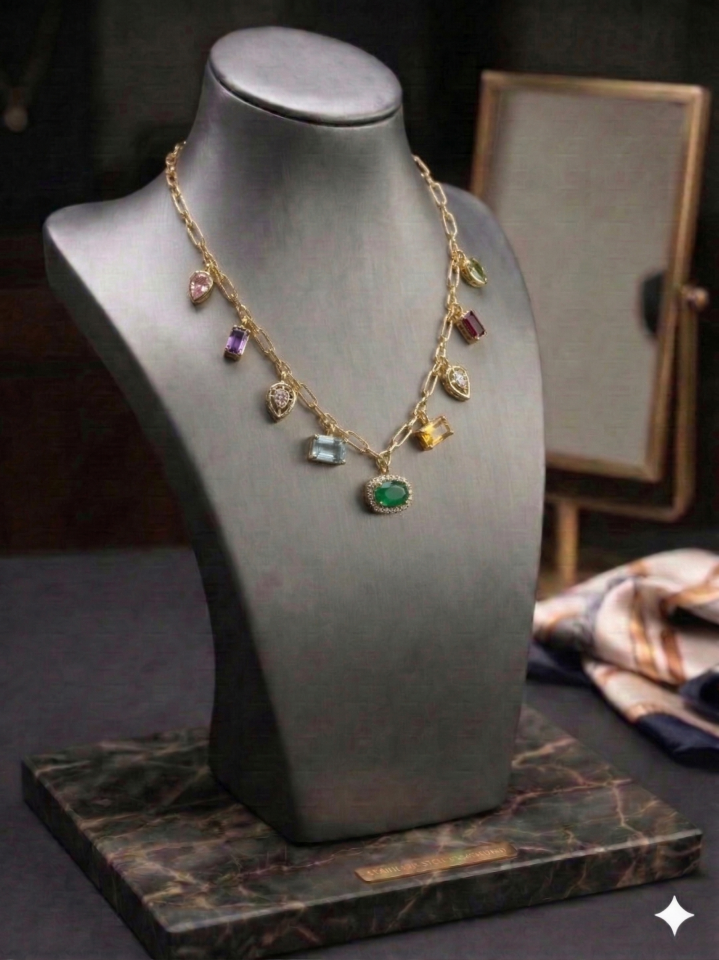 RENKLİ TAŞLI MİNİMAL KOLYE