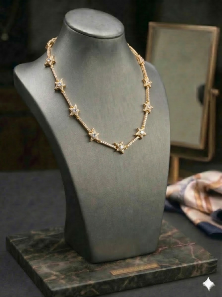 SIRALI YILDIZ TAŞLI VIP  KOLYE