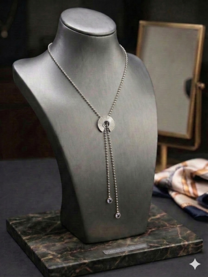 TAŞLI HALKA SILVER Y KOLYE 60 CM