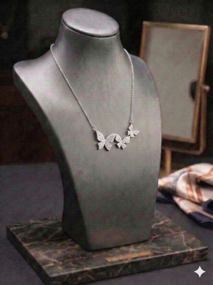 TAŞLI KELEBEK SİLVER MİNİMAL KOLYE